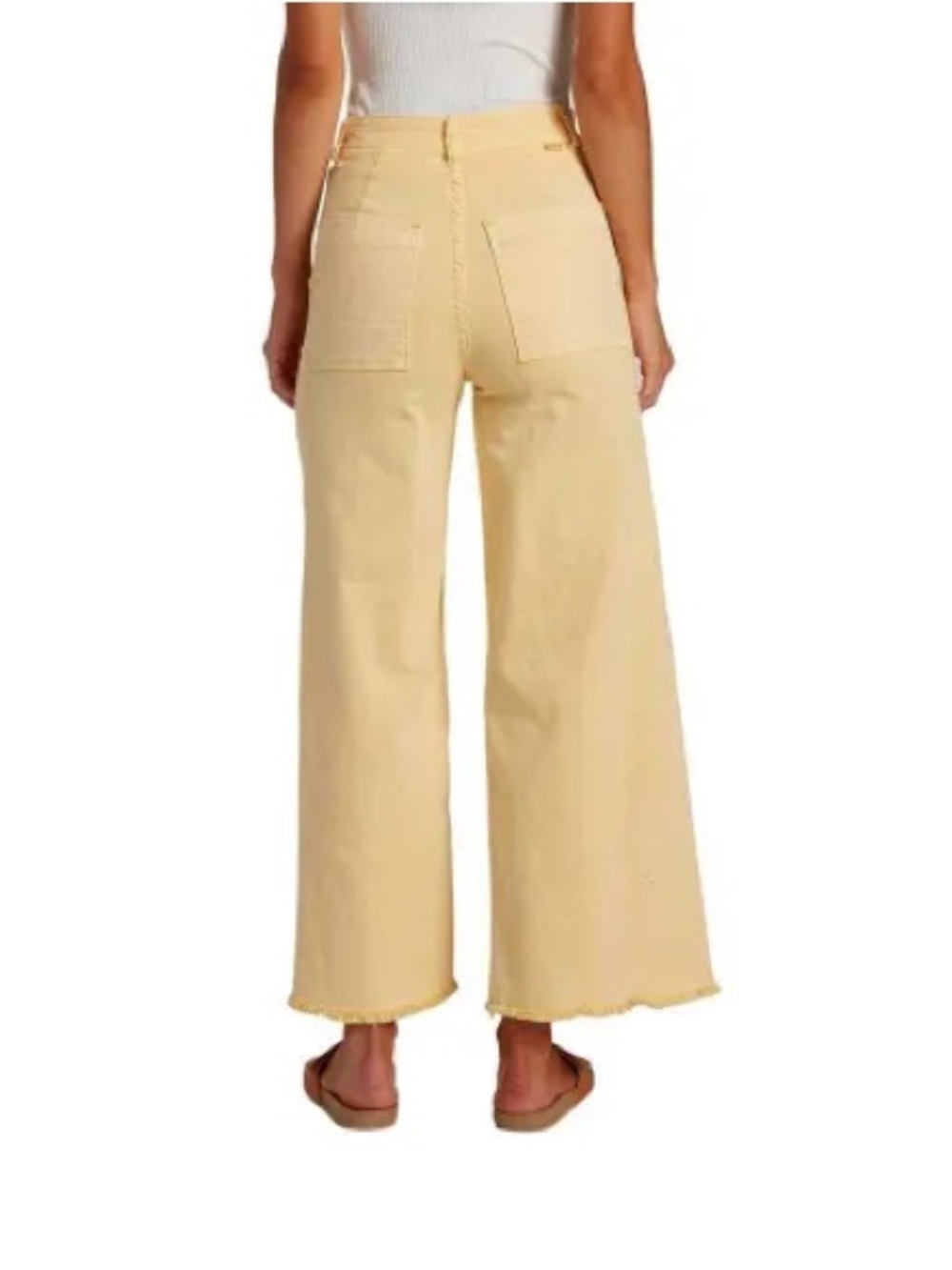 Billabong free fall High-Rise Wide-Leg Jeans in Pale Yellow 26 raw hem - Picture 2 of 8